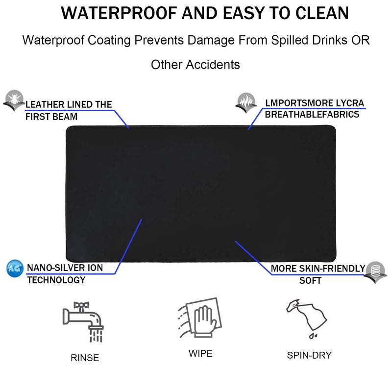 TEDNETGO Large Gaming Mouse Pad, Waterproof Extra Large Big Mouse Pad with Stitched Edge, XXL Non-Slip Black Computer Long Mousepad Desk Mat for Gamer, Office & Home, Black - Image 4